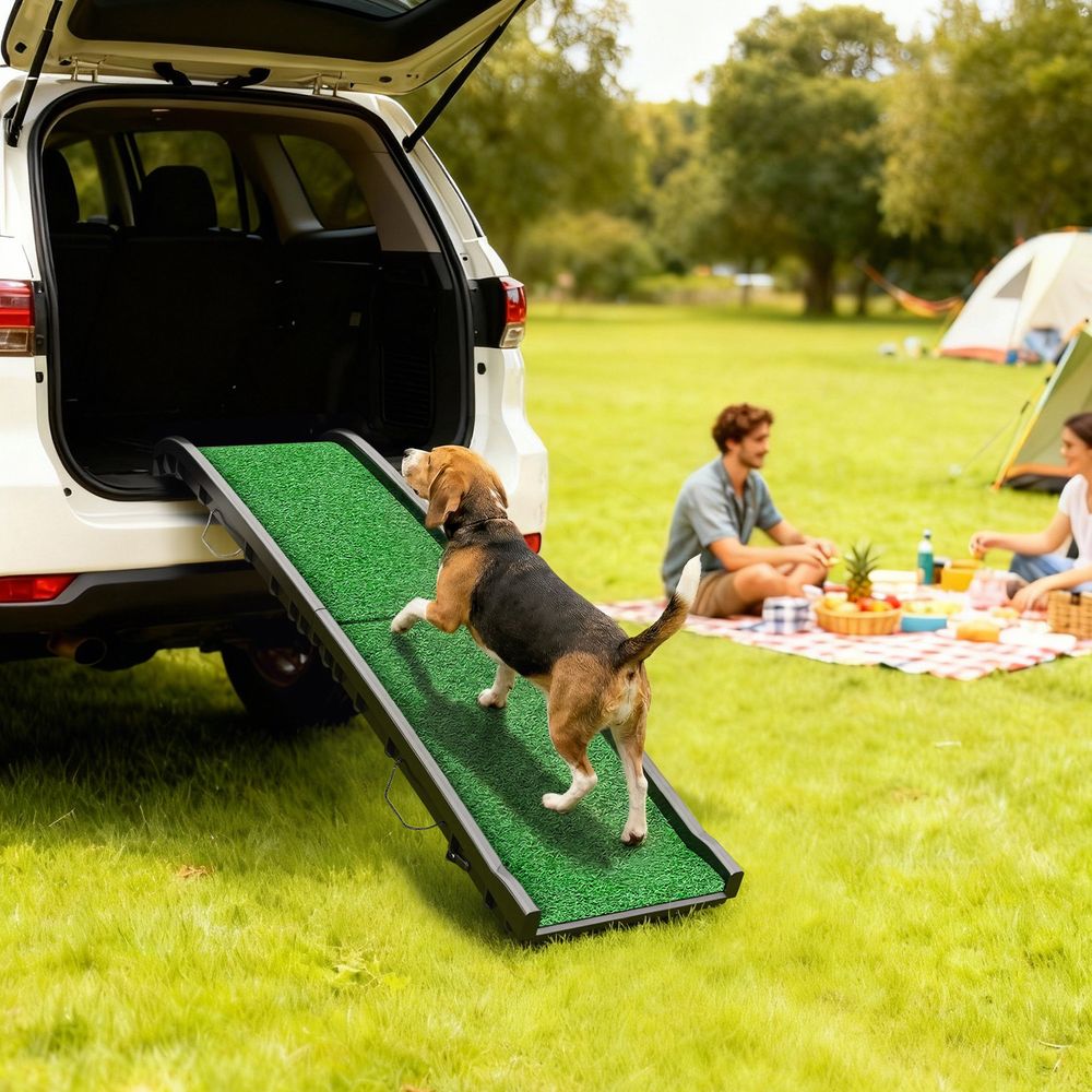 Rampe pour chien en plastique 155 x 38,5 x 15,5 cm noire pour voiture suv pliable antidérapante jusqu’à 90 kg