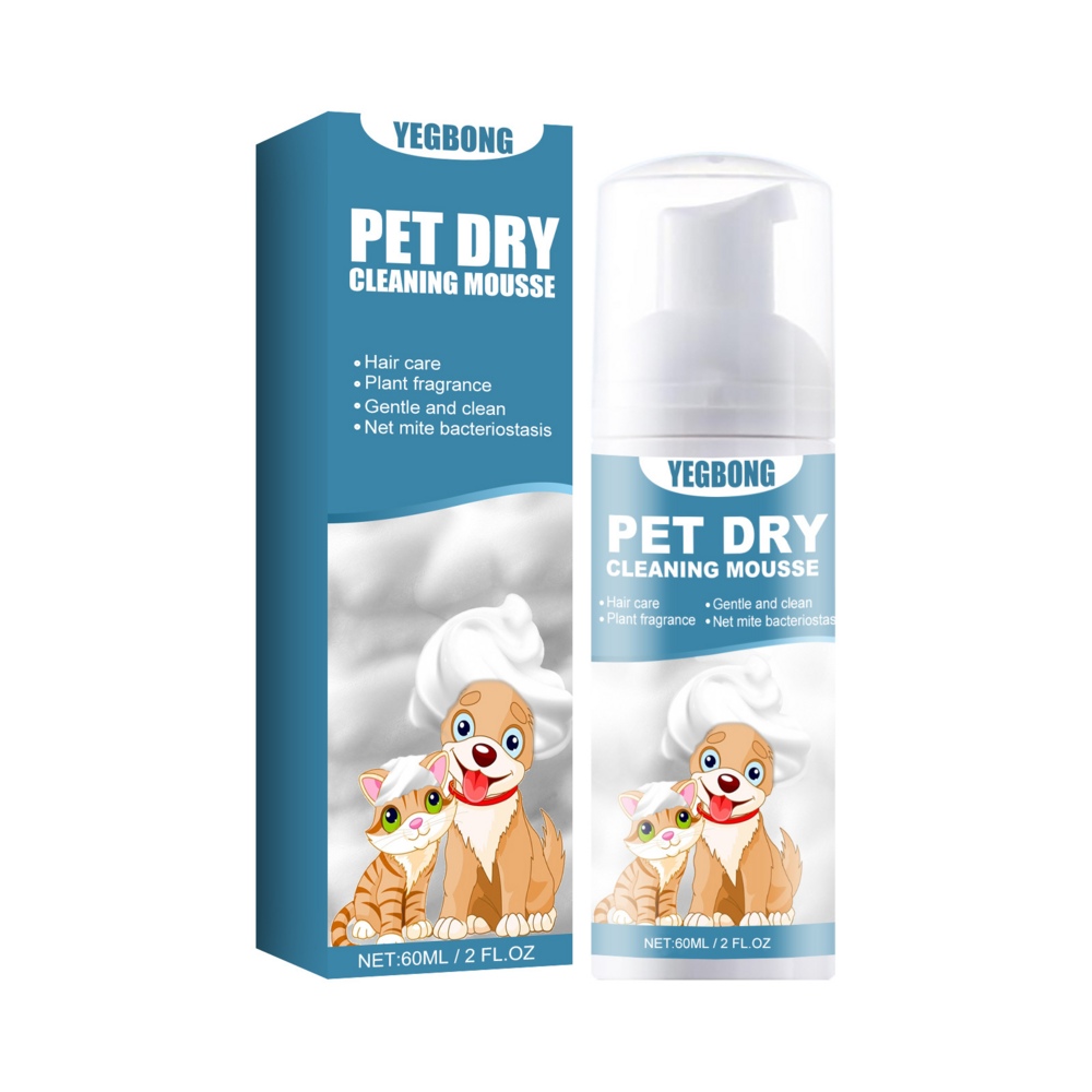 Mousse de bain sec pour animaux de compagnie, 60 ml - dtopbuyage