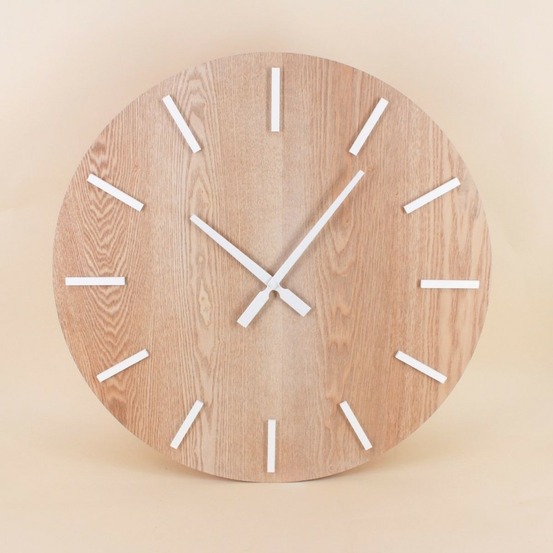 Horloge en bois et métal blanc 60cm