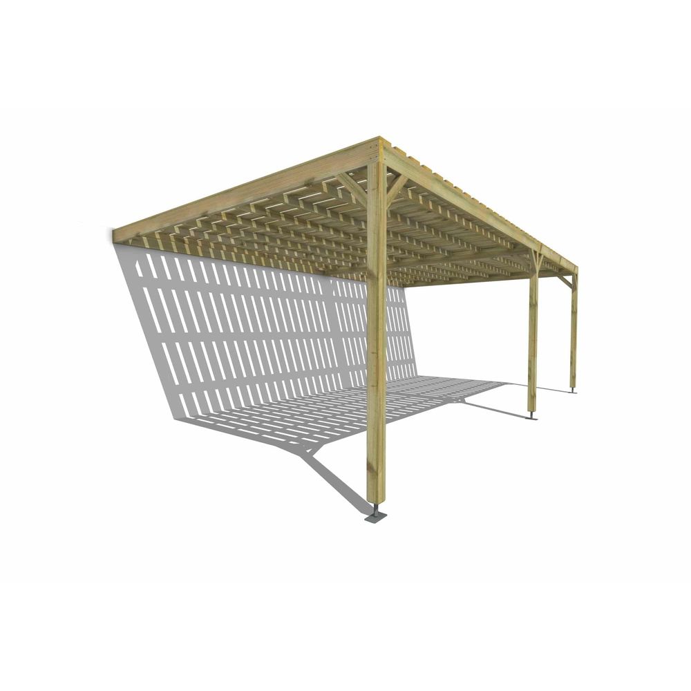 Pergola bois • 7m x 4m • adossée • sens largeur • platelage bois • livraison comprise