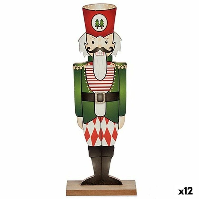 Figurine décorative casse-noisette noir rouge vert bois 8 x 40 x 15 cm (12 unités)