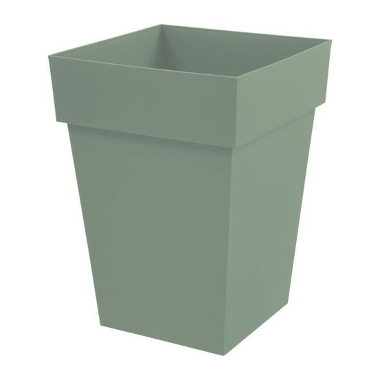 Eda plastique - pot de fleur mi-haut carre toscane - 39 x 39 x h 53 cm - 51 l - vert laurier