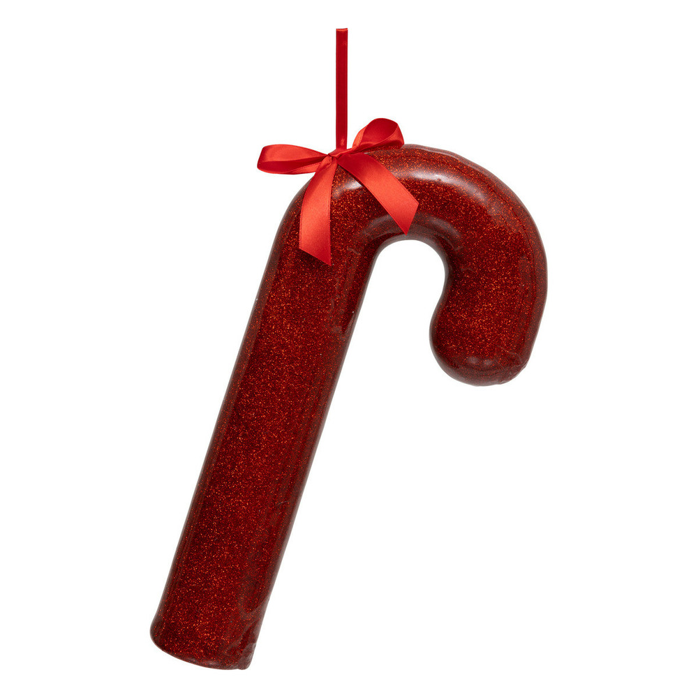 Suspension de noël sucre orge rouge pailleté h 30 cm