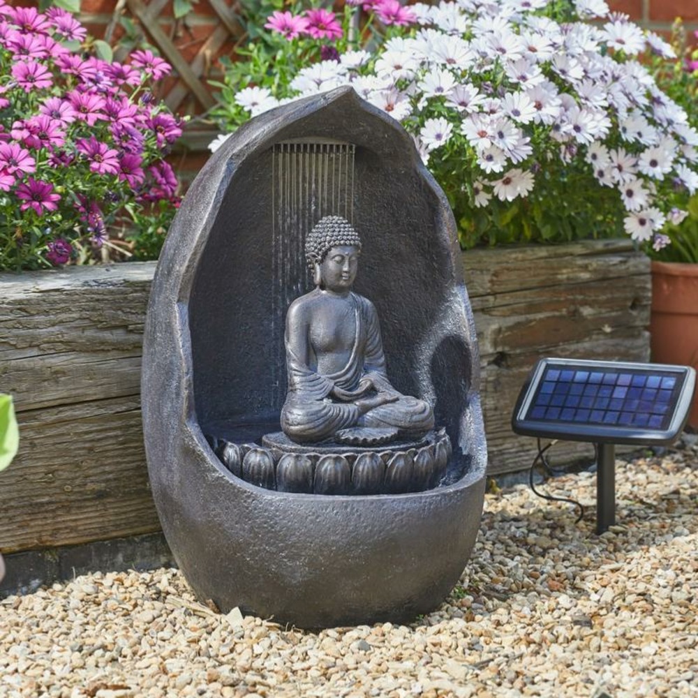 Fontaine solaire bouddha autonome avec batterie