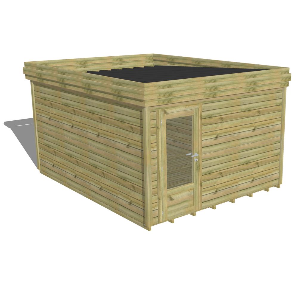 Abri de jardin bois pin traité autoclave 27mm - 3,44x4,34m / 15m2 - bac acier - plancher bois