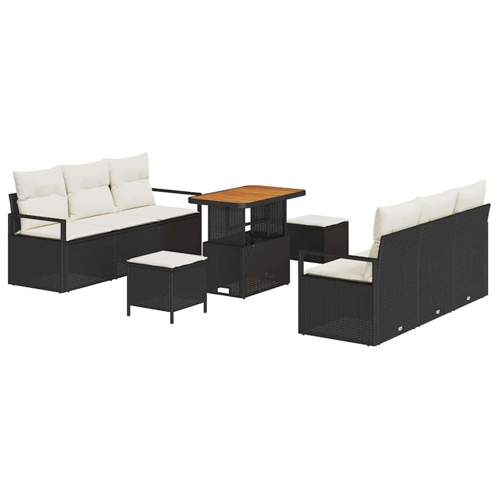 Ensemble de canapé de jardin 9 pc noir polyrotin