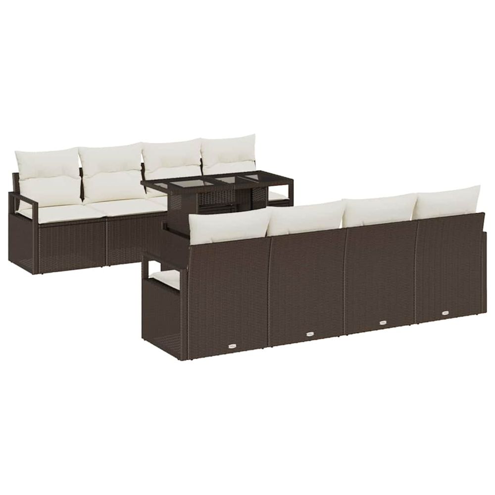 Ensemble de canapé de jardin 9 pc marron poly rotin