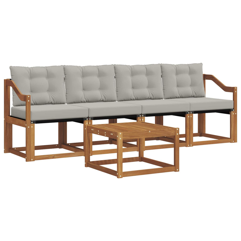 Ensemble de canapés d'extérieur 5 pcs gris naturel et clair