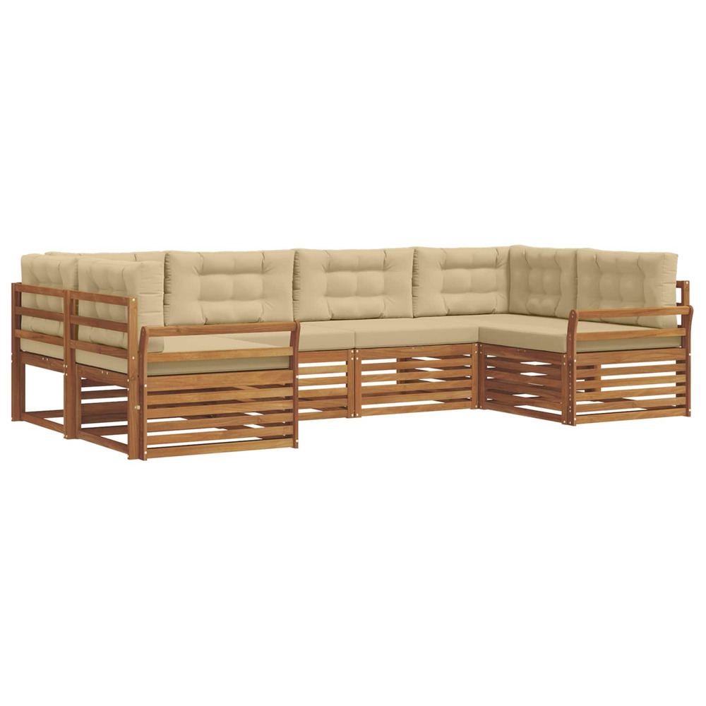 Ensembles de canapés avec coussin 6 pcs naturel et beige