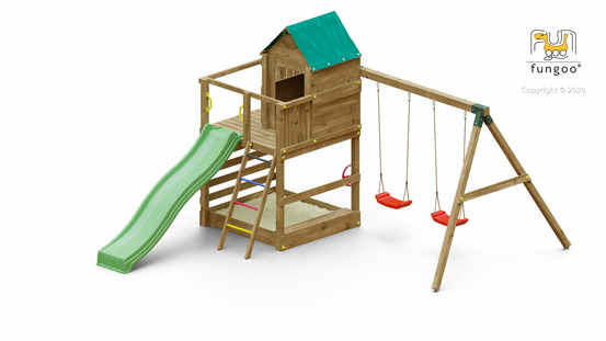 Aire de jeu fungoo jarcas avec balançoire double