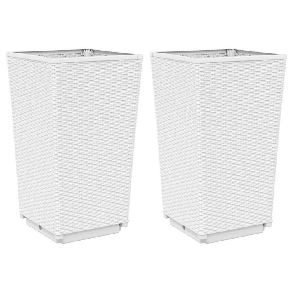 Jardinière d'extérieurs 2 pcs blanc 32,5x32,5x57 cm polypropylène