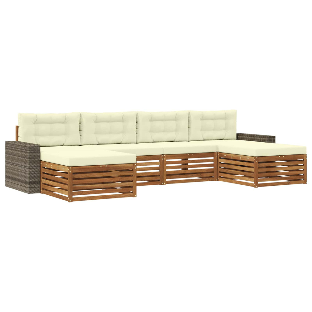 Ensembles de canapés avec coussin 6 pcs bois d'acacia massif