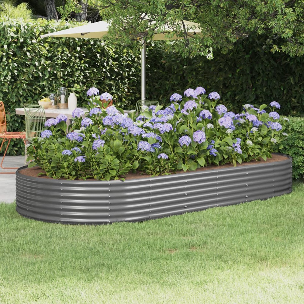 Lit surélevé de jardin acier galvanisé 296x140x36cm gris