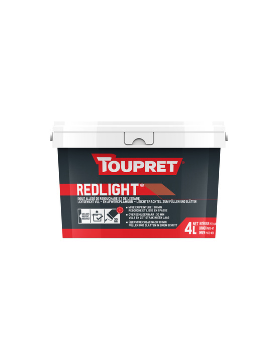 Enduit allégé de rebouchage et de lissage toupret bat redlight 4l - toupret