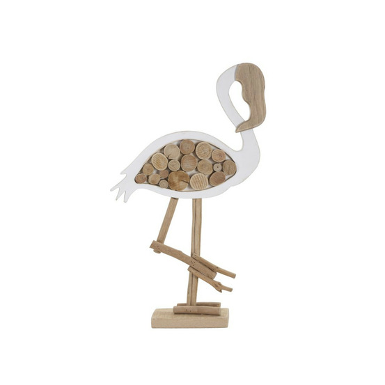 Statue flamant rose en bois