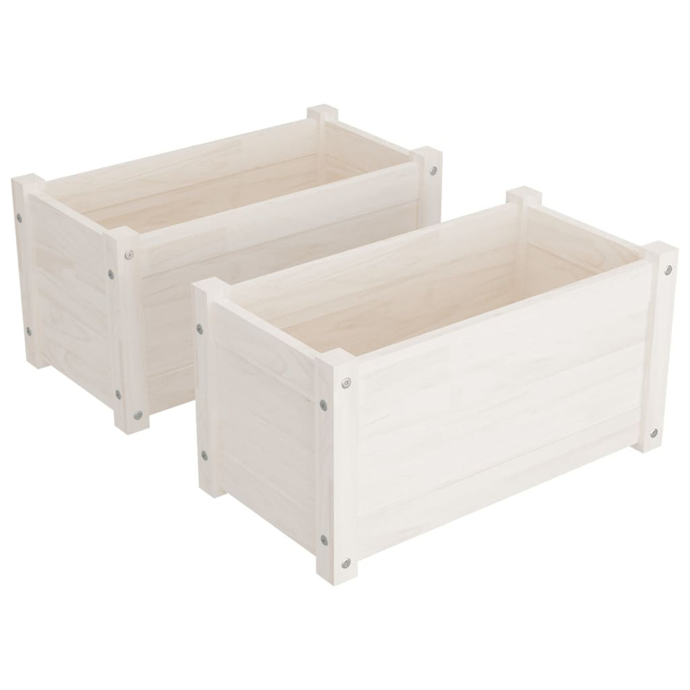 Jardinière d'extérieurs d'extérieur 2 pcs blanc 60x31x31 cm bois de pin