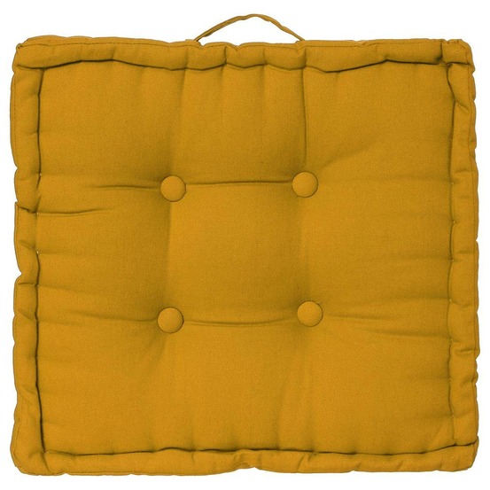 Coussin de sol jaune moutarde 40x40 cm