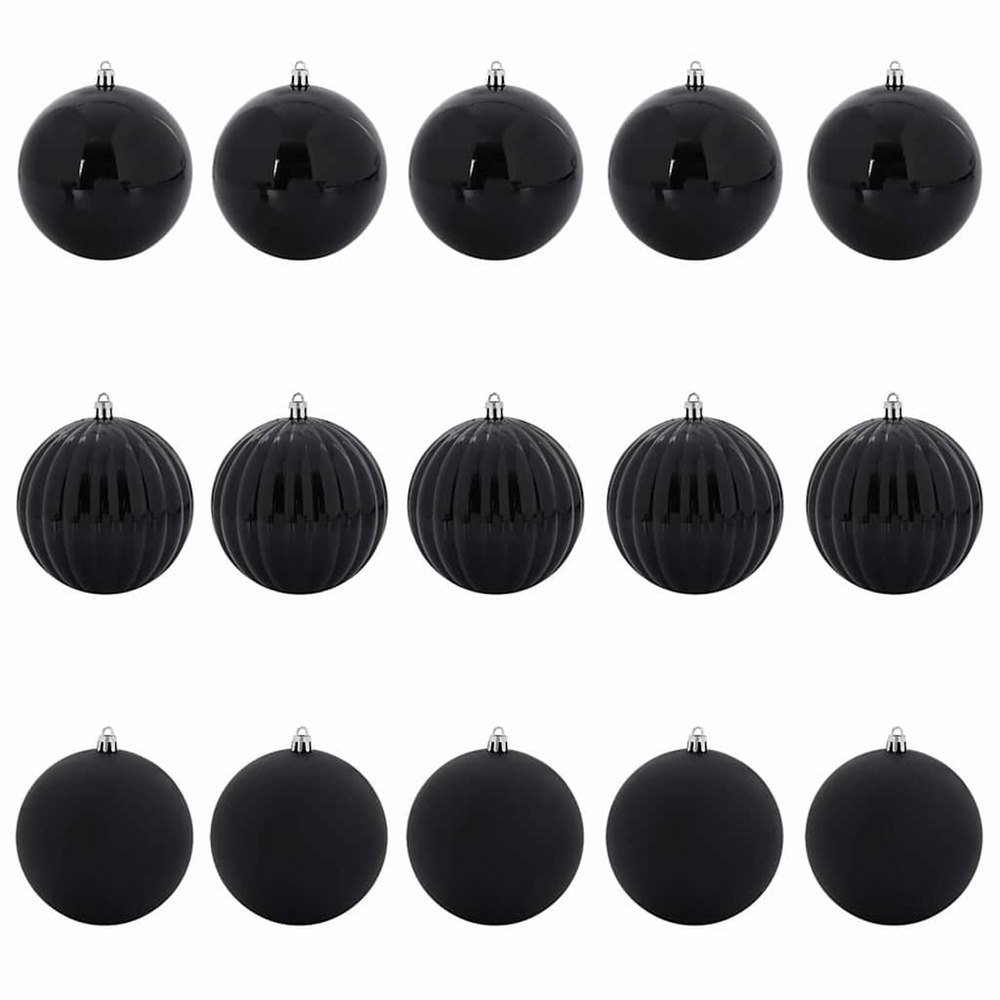 Ensemble de boules de noël 15 pcs noir plastique