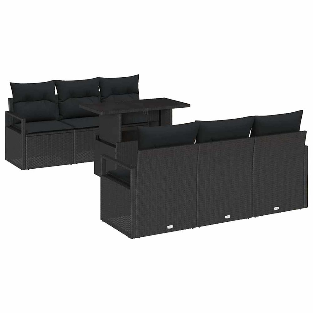 Ensemble de canapé de jardin 7 pc noir poly rotin