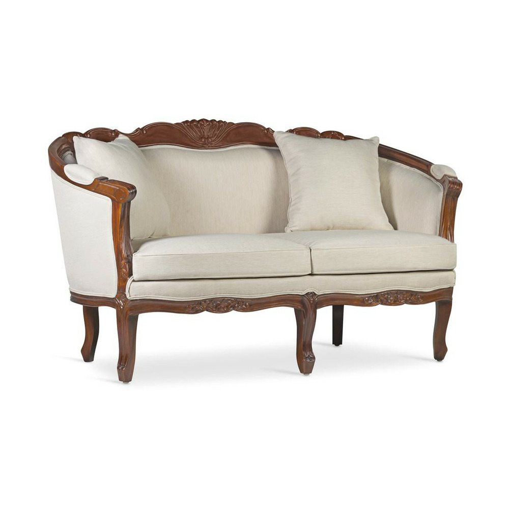 Canapé 2 places bois blanc - helvinia décoration d'autrefois