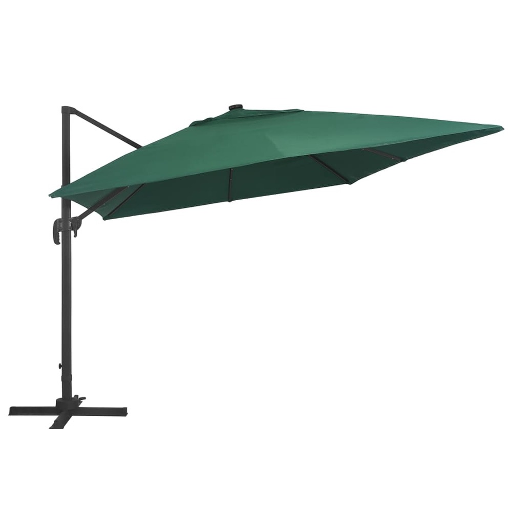 Parasol déporté avec lumières led aluminium 400 x 300 cm vert