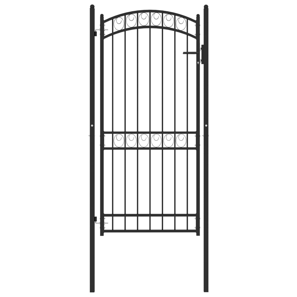 Portail de clôture avec dessus arqué acier 100x200 cm noir