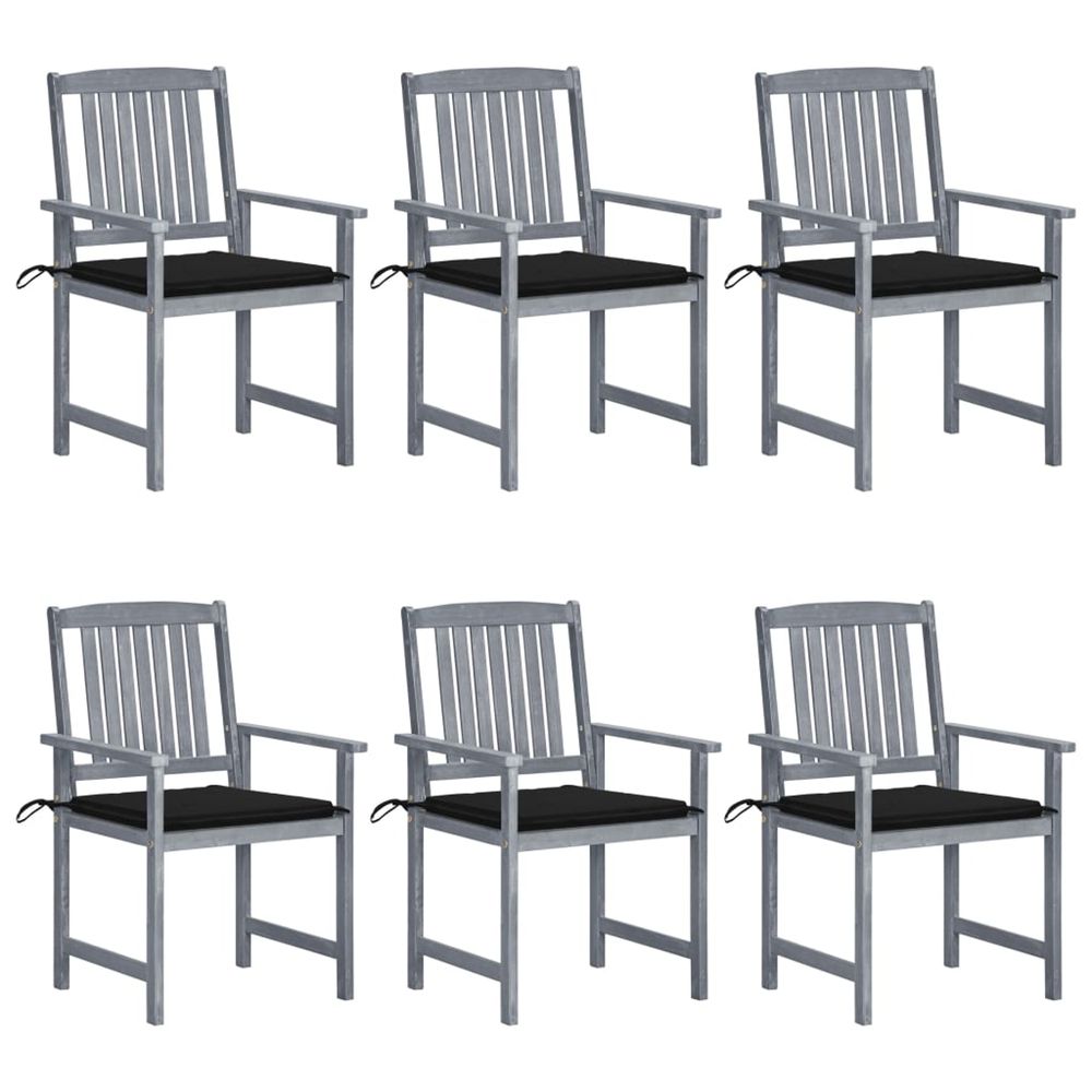 Chaises de jardin et coussins lot de 6 bois acacia massif gris