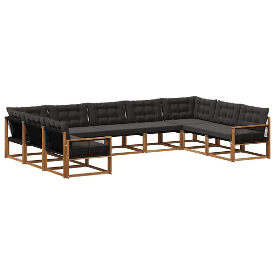 Ensemble de canapés d'extérieur 9 pc naturel et noir