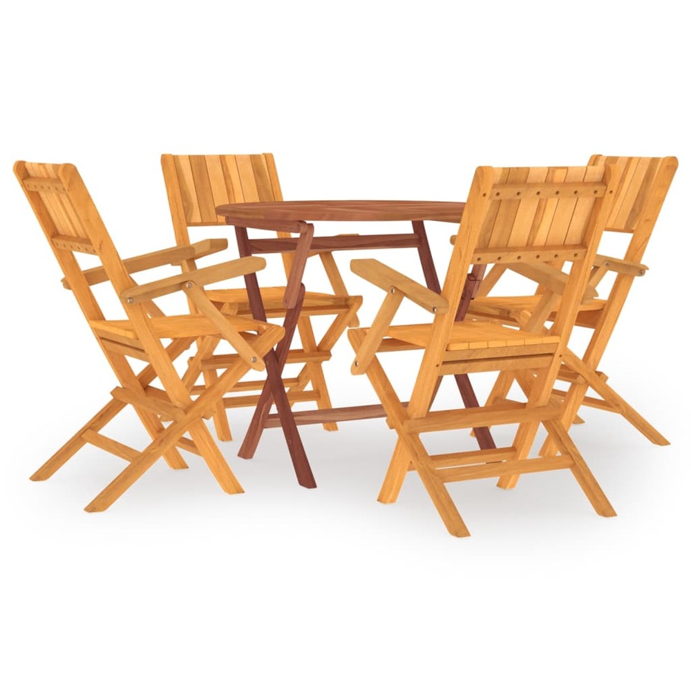 Ensemble à dîner salon de jardin meuble d'extérieur 5 pièces bois de teck massif