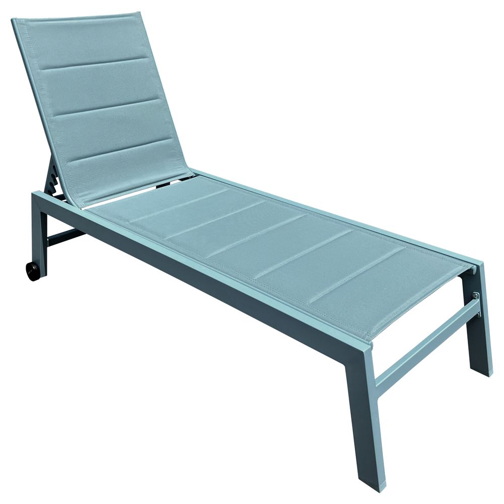 Bain de soleil barbados en textilène bleu clair - aluminium bleu clair