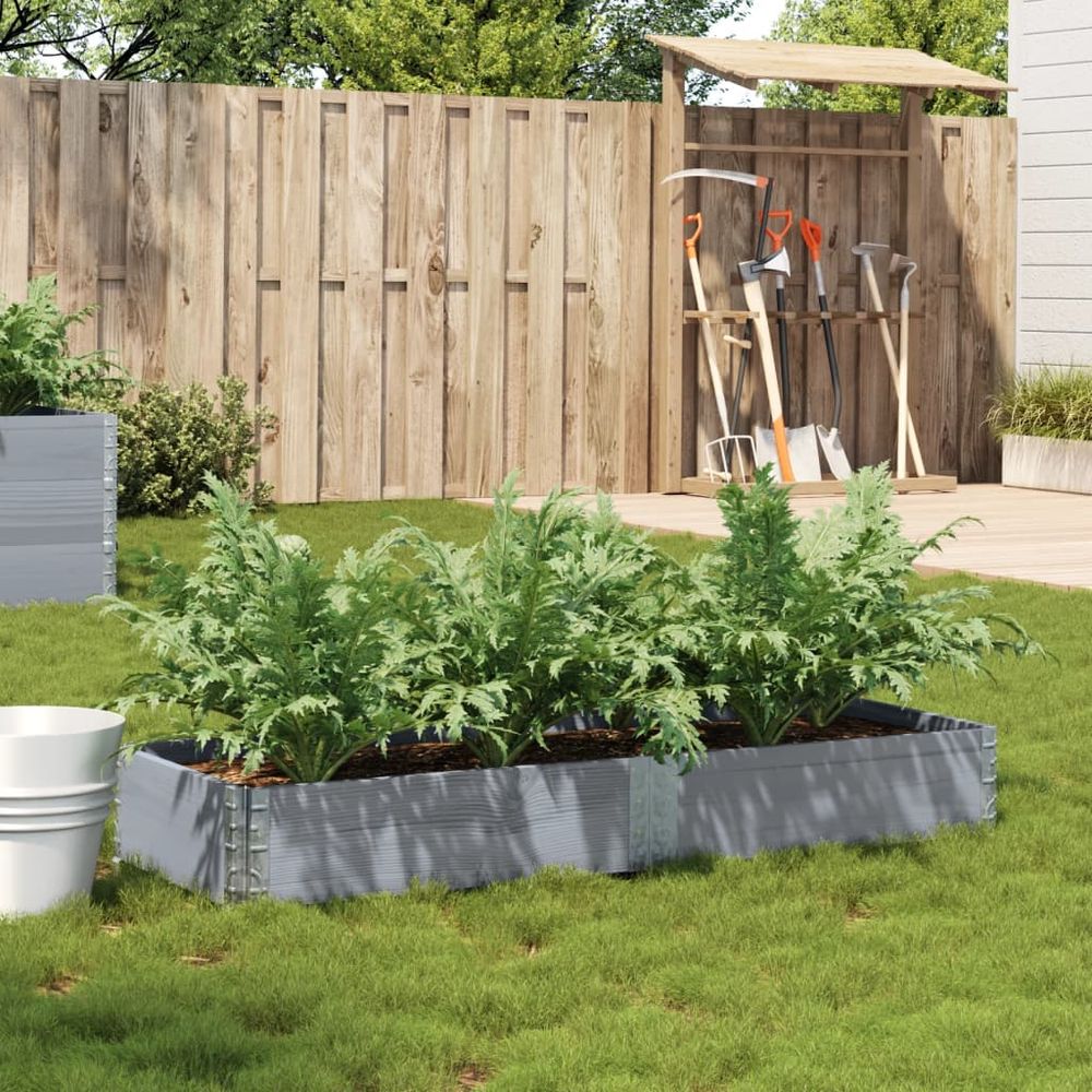 Réhausse de palette jardinière pliable en pin massif – bordure de potager modulaire pour jardin – 150x50cm gris
