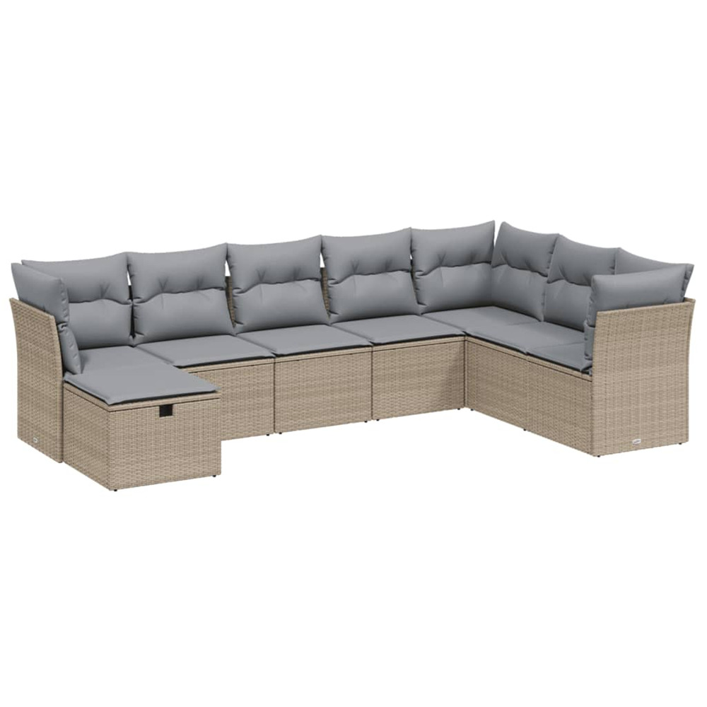 Salon de jardin avec coussins 8pcs mélange beige résine tressée
