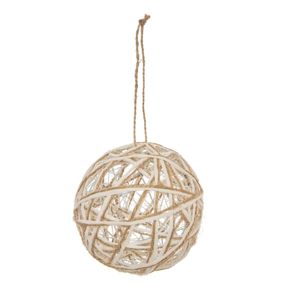 Suspension de sapin boule en fils de métal blanc d. 10 cm