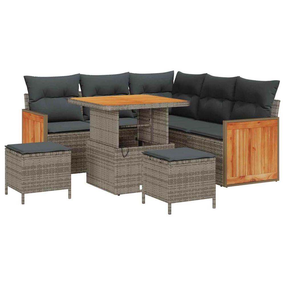 Ensemble de canapé de jardin 9 pc 6-nombre de places gris