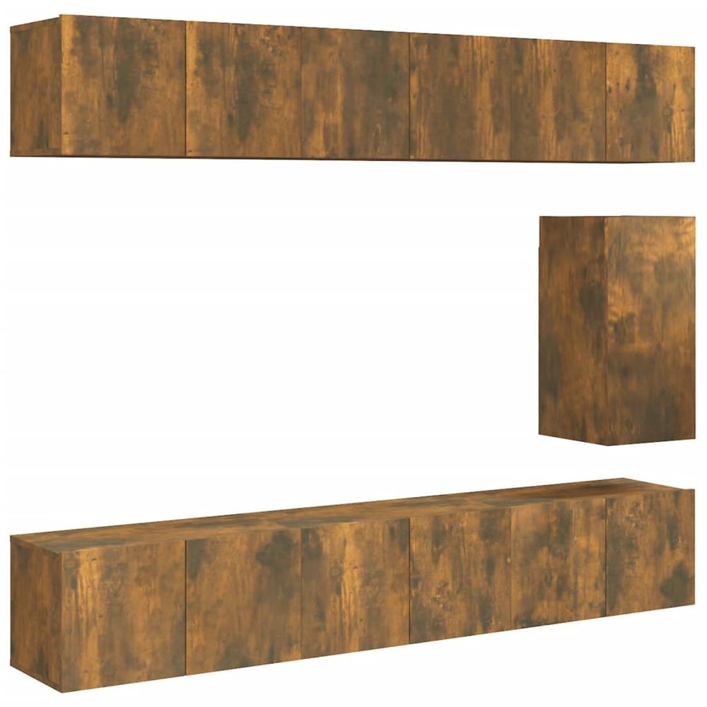 Ensemble de meubles tv 7 pcs chêne fumé bois d'ingénierie