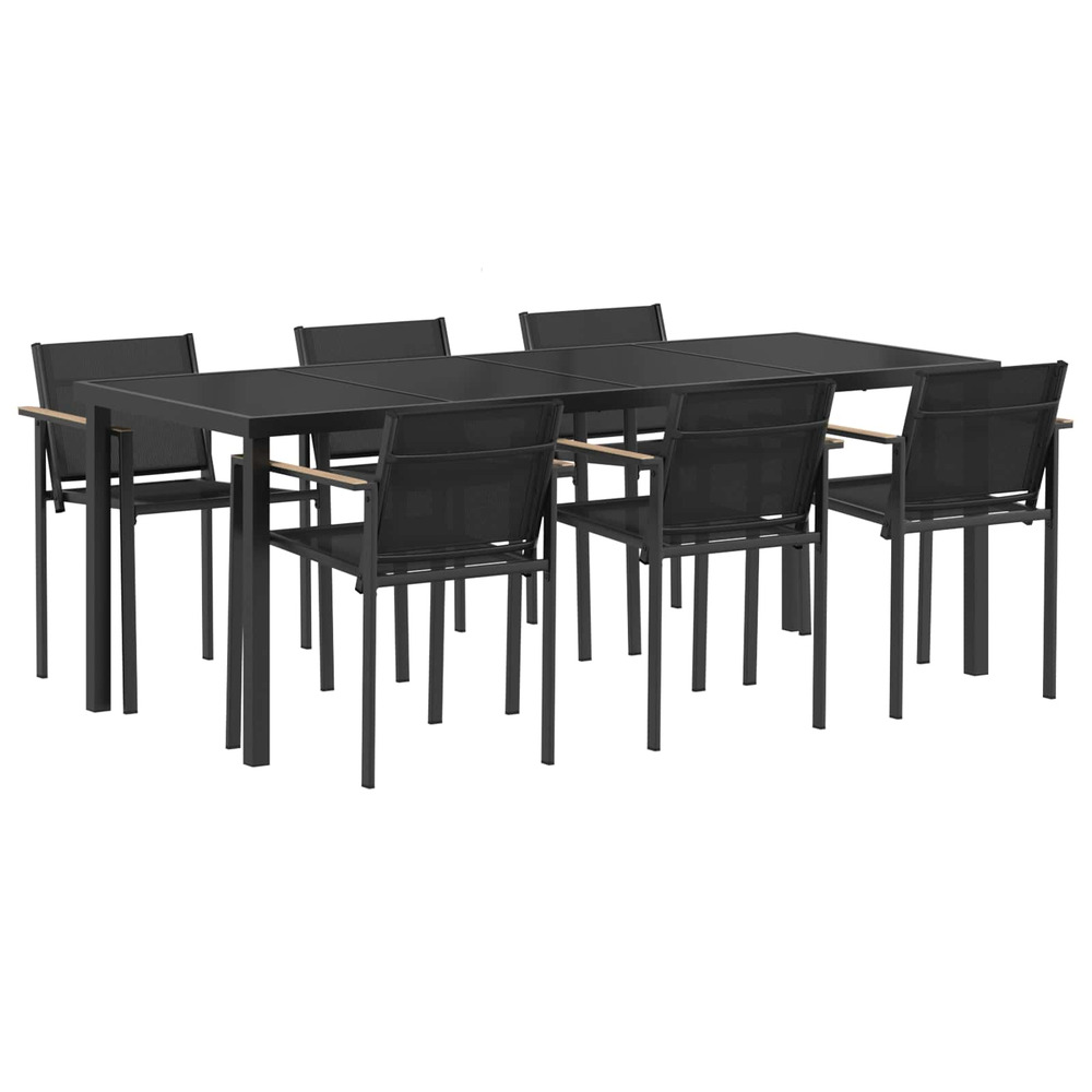 Ensemble de meubles d'extérieur 7 pcs noir et anthracite