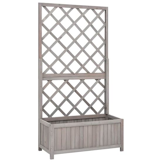 Jardinière avec treillis en bois de sapin pour plantes grimpantes jardin balcon gris