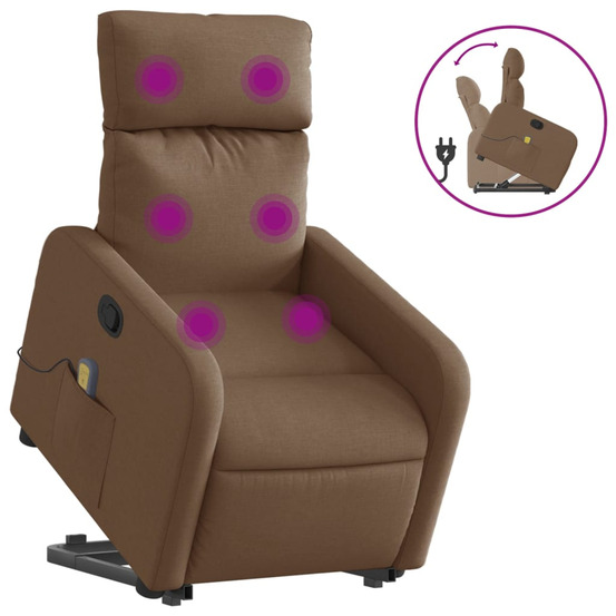 Fauteuil de massage inclinable marron tissu
