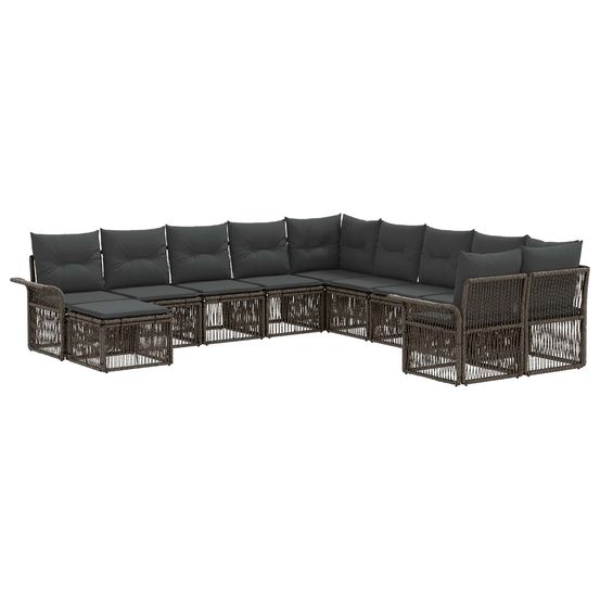 Ensemble de canapé de jardin 11 pc gris et gris foncé polyrotin