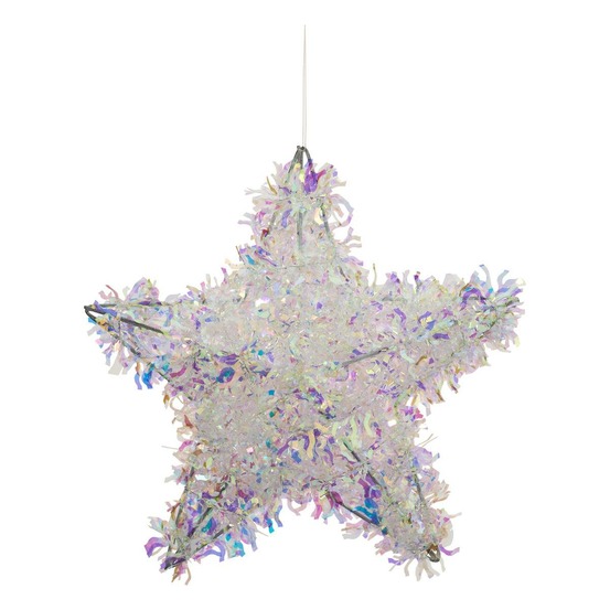 Suspension étoile holographique h.20cm blanc