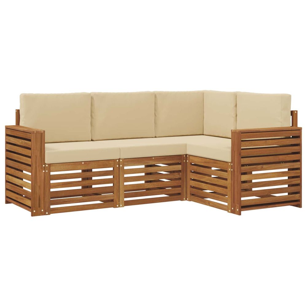 Ensemble de canapés d'extérieur 4 pc naturel et beige polyester