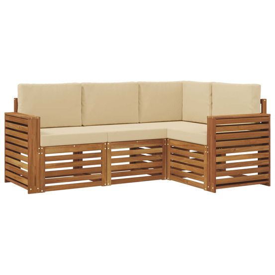 Ensemble de canapés d'extérieur 4 pc naturel et beige polyester