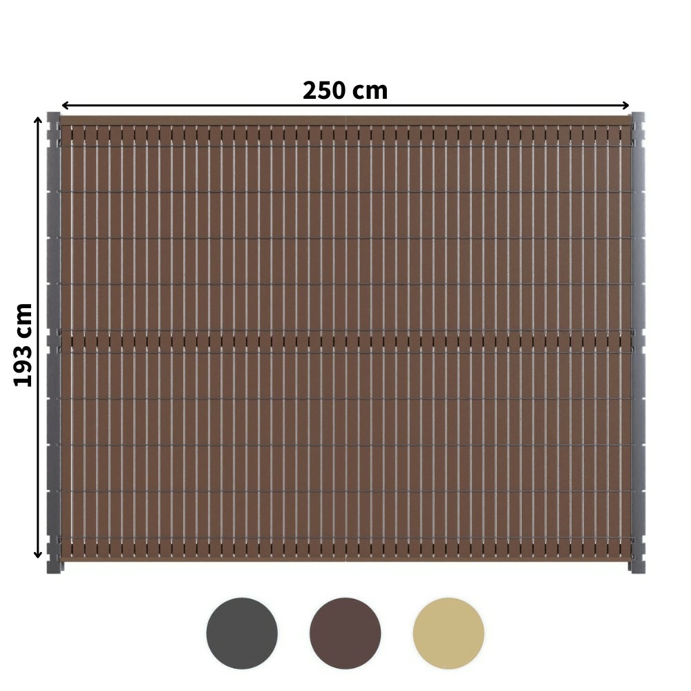 Kit occultation composite - l2,5 x h1,93m - couleur : brun - haute resistance - occultant pour grillage rigide