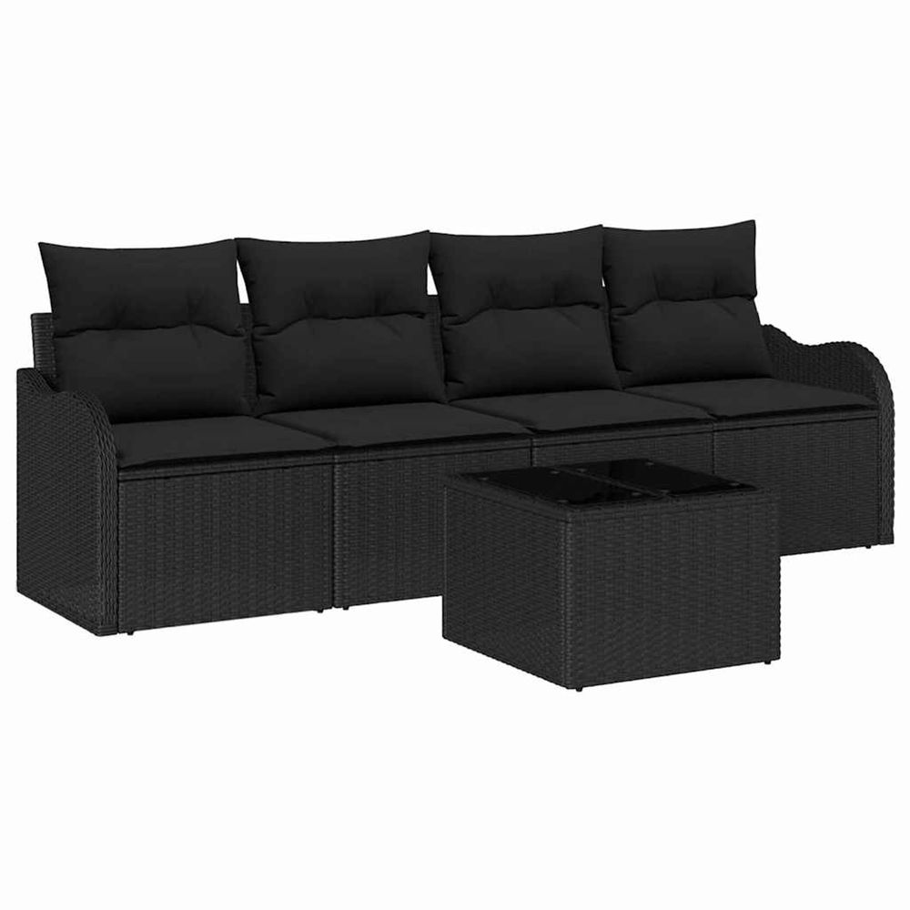 Ensemble de canapé de jardin noir polyrotin