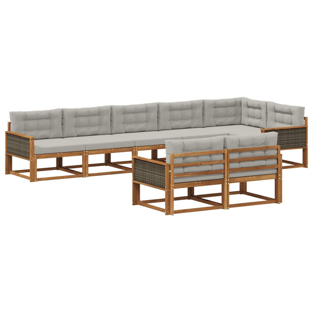 Ensemble de canapés d'extérieur 8 pc naturel et gris clair