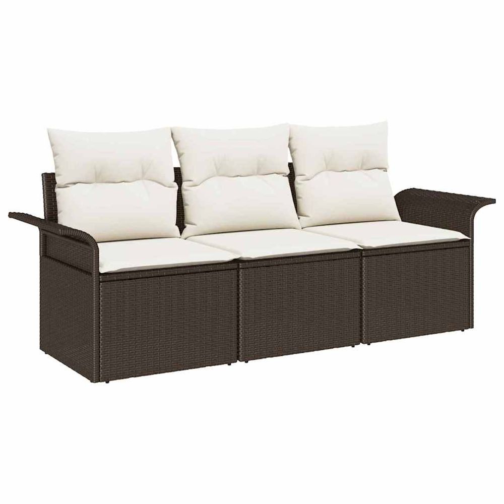 Ensemble de canapé de jardin 3 pc marron poly rotin