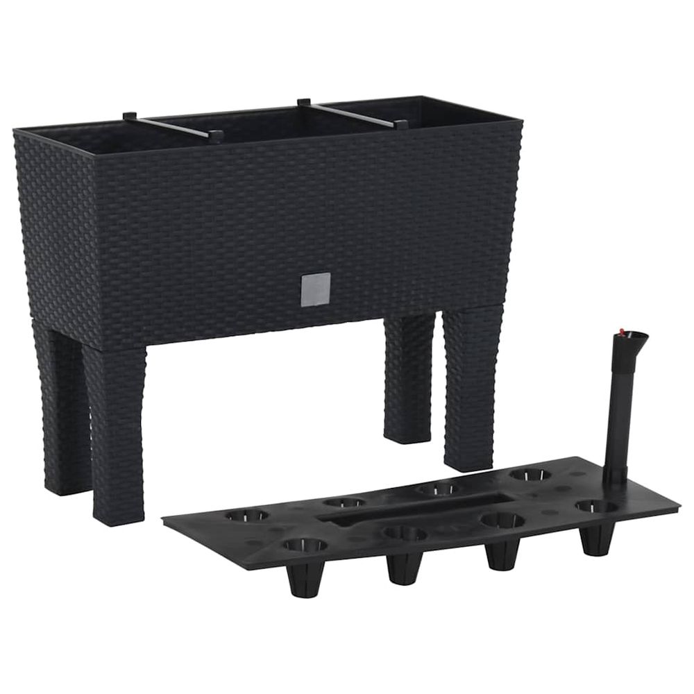 Jardinière surélevée pp aspect rotin jardin auto-arrosage anthracite