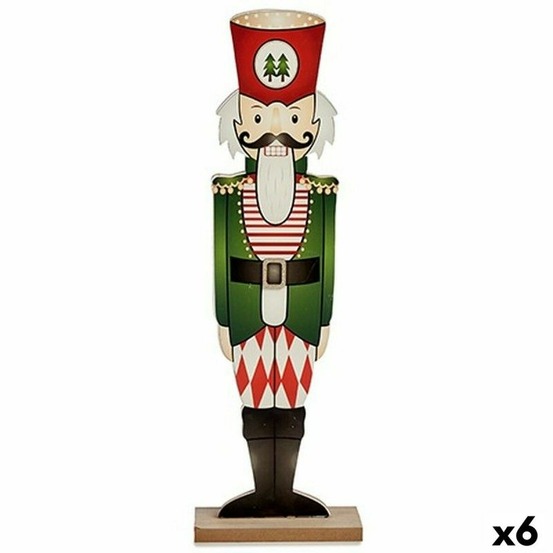 Figurine décorative casse-noisette blanc noir rouge vert bois 10 x 60 x 19 cm (6 unités)