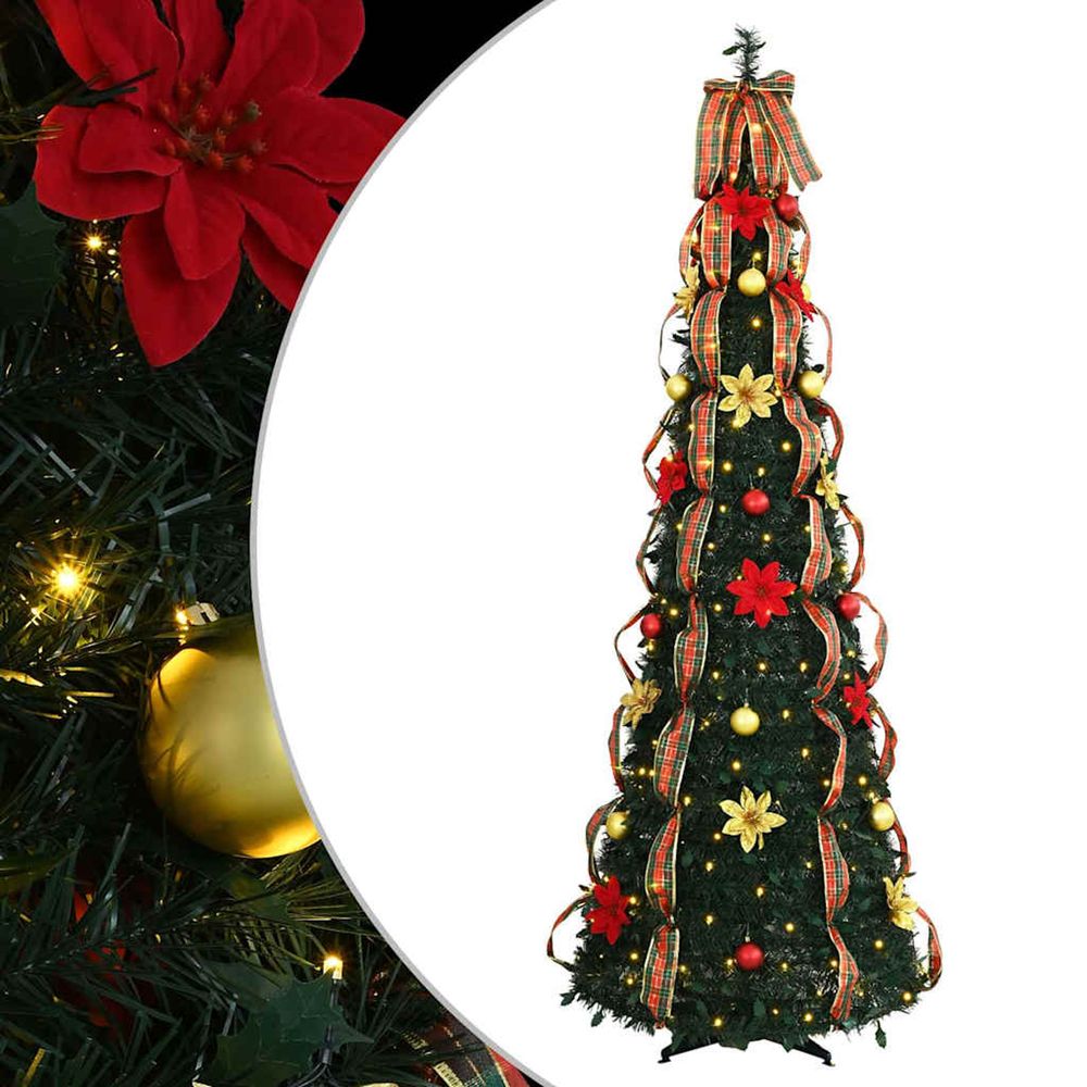 Sapin de noël artificiel avec 200 led vert 215 cm pvc