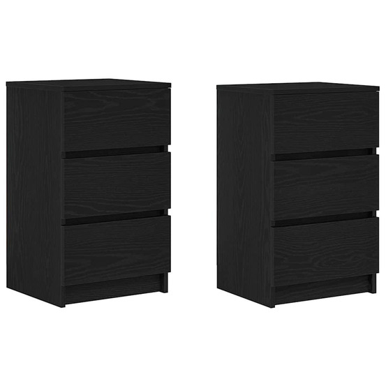 Tables de chevet avec 3 tiroirs 2 pcs noir 39x35x65 cm